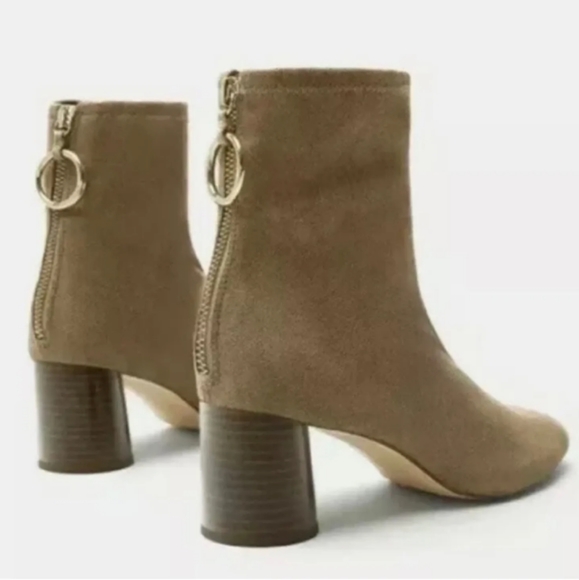 Zara Brown Ring Tap Heeled Ankle Boots - Picture 2 of 5